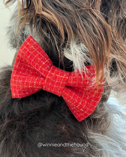 Heartthrob Flannel Dog Bow Tie