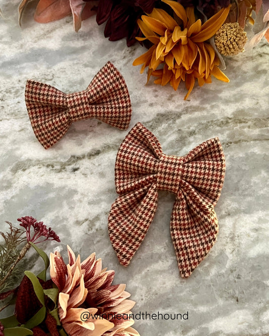 Autumn Houndstooth Dog Bow Tie