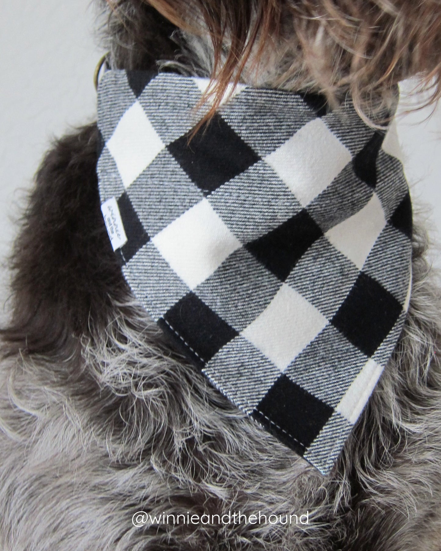 Black & Cream Buffalo Plaid Flannel Dog Bandana