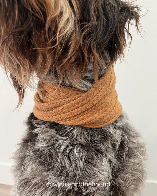 Camel Sweater Knit Infinity Dog Scarf