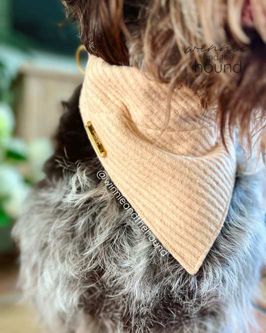 Cozy Beige Sweater Knit Dog Bandana