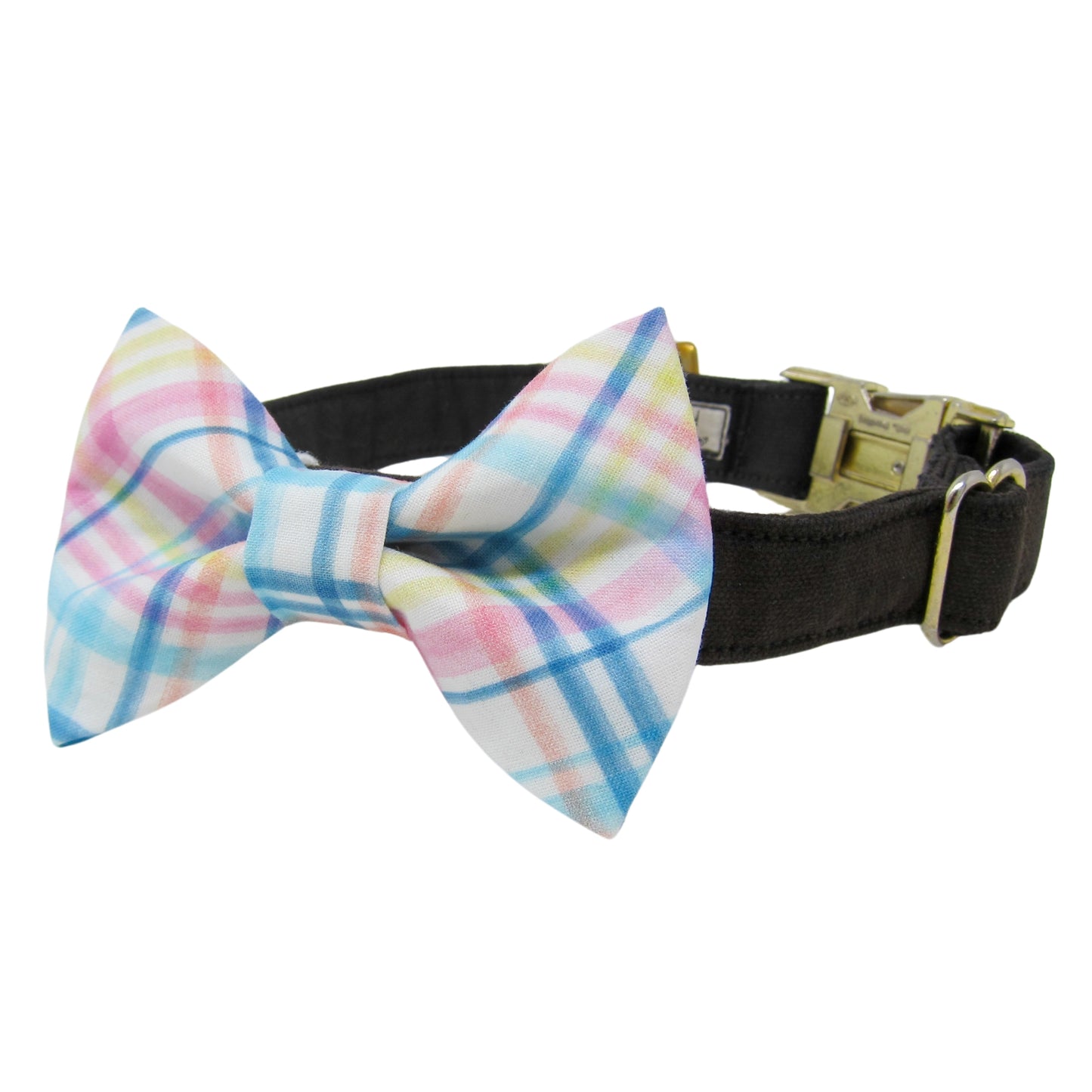Easter Plaid Dog Bow Tie