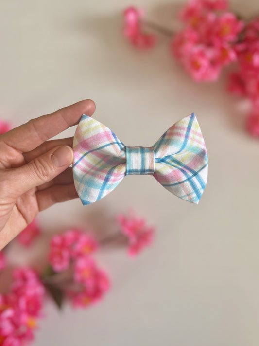 Easter Plaid Dog Bow Tie