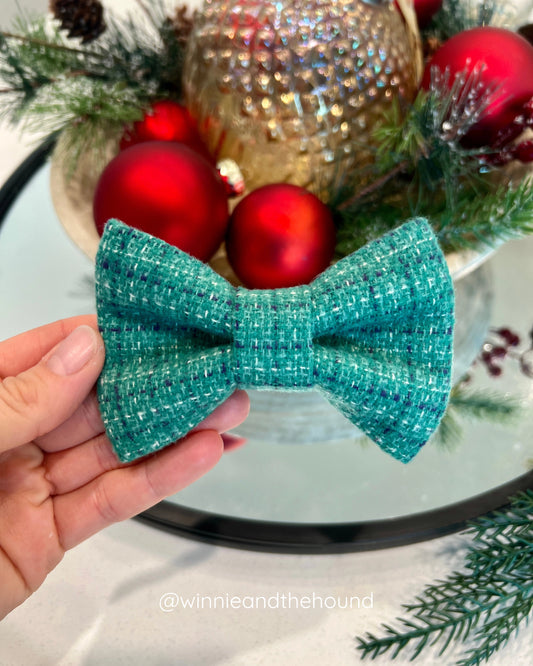 Evergreen Flannel Dog Bow Tie