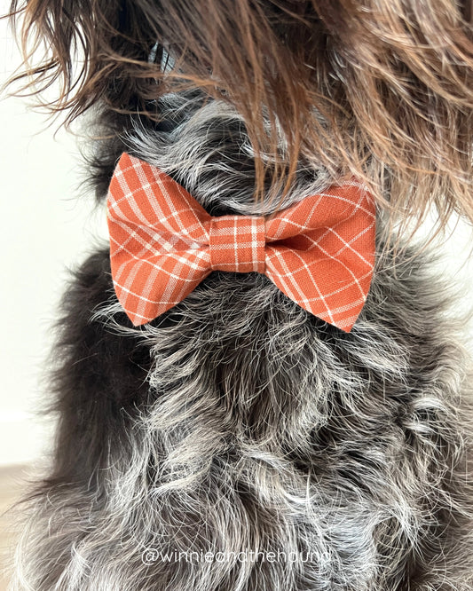 Homespun Plaid Dog Bow Tie