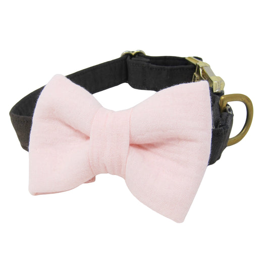 Gauze Dog Bow Tie - Pale Pink