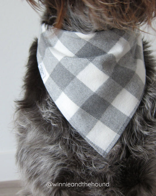 Gray & Cream Buffalo Plaid Flannel Dog Bandana