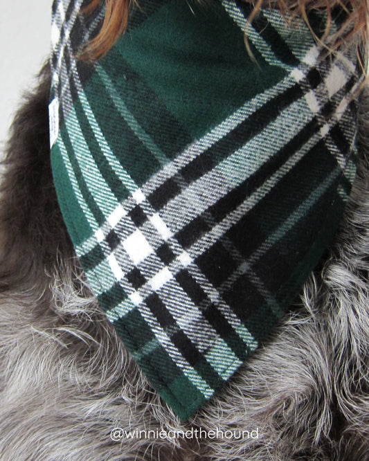 Green & Black Plaid Flannel Dog Bandana