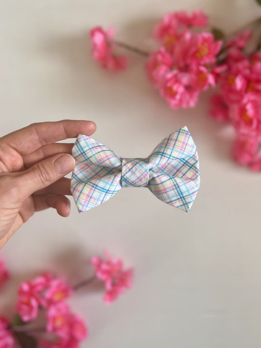 Watercolor Plaid Dog Bow Tie