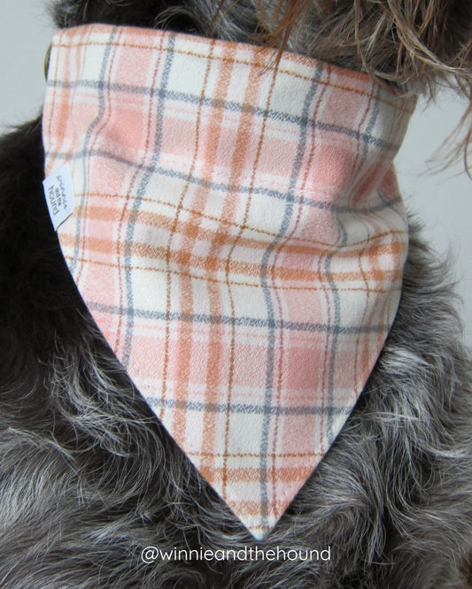 Pink & Cream Plaid Flannel Dog Bandana