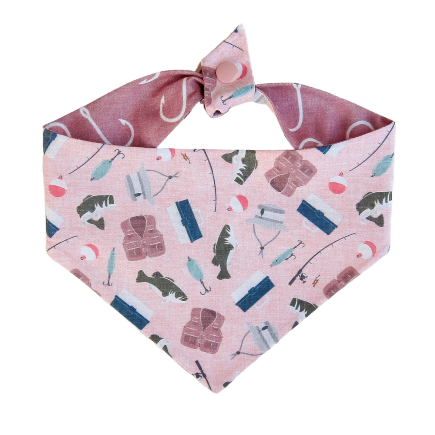 Gone Fishing Dog Bandana - Pink