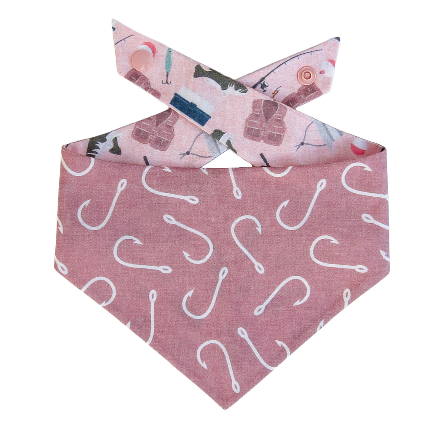 Gone Fishing Dog Bandana - Pink