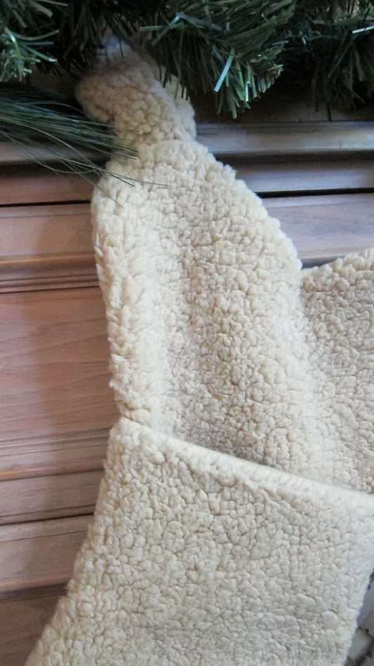 Sherpa Dog Bone Christmas Stocking - Tan