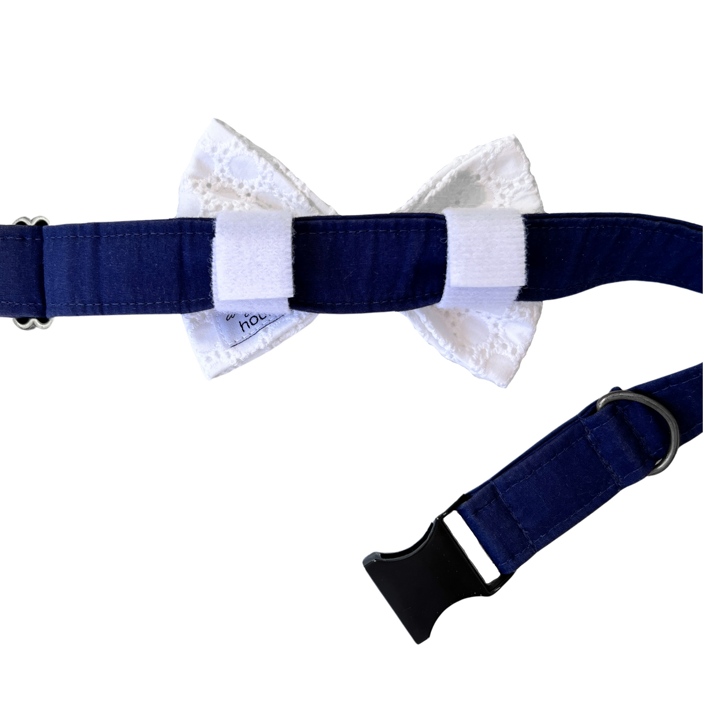 White Eyelet Dog Bow Tie