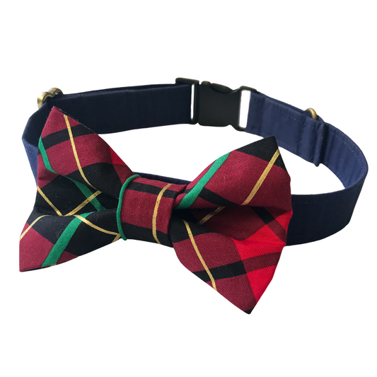 Christmas Plaid Dog Bow Tie