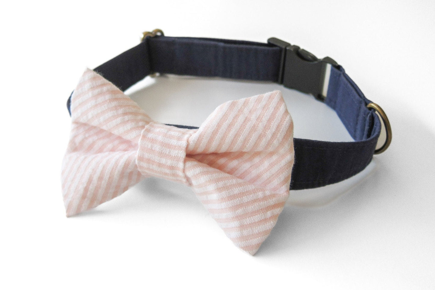 Pink Seersucker Dog Bow Tie