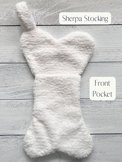 Sherpa Dog Bone Christmas Stocking - White