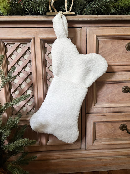 Sherpa Dog Bone Christmas Stocking - White