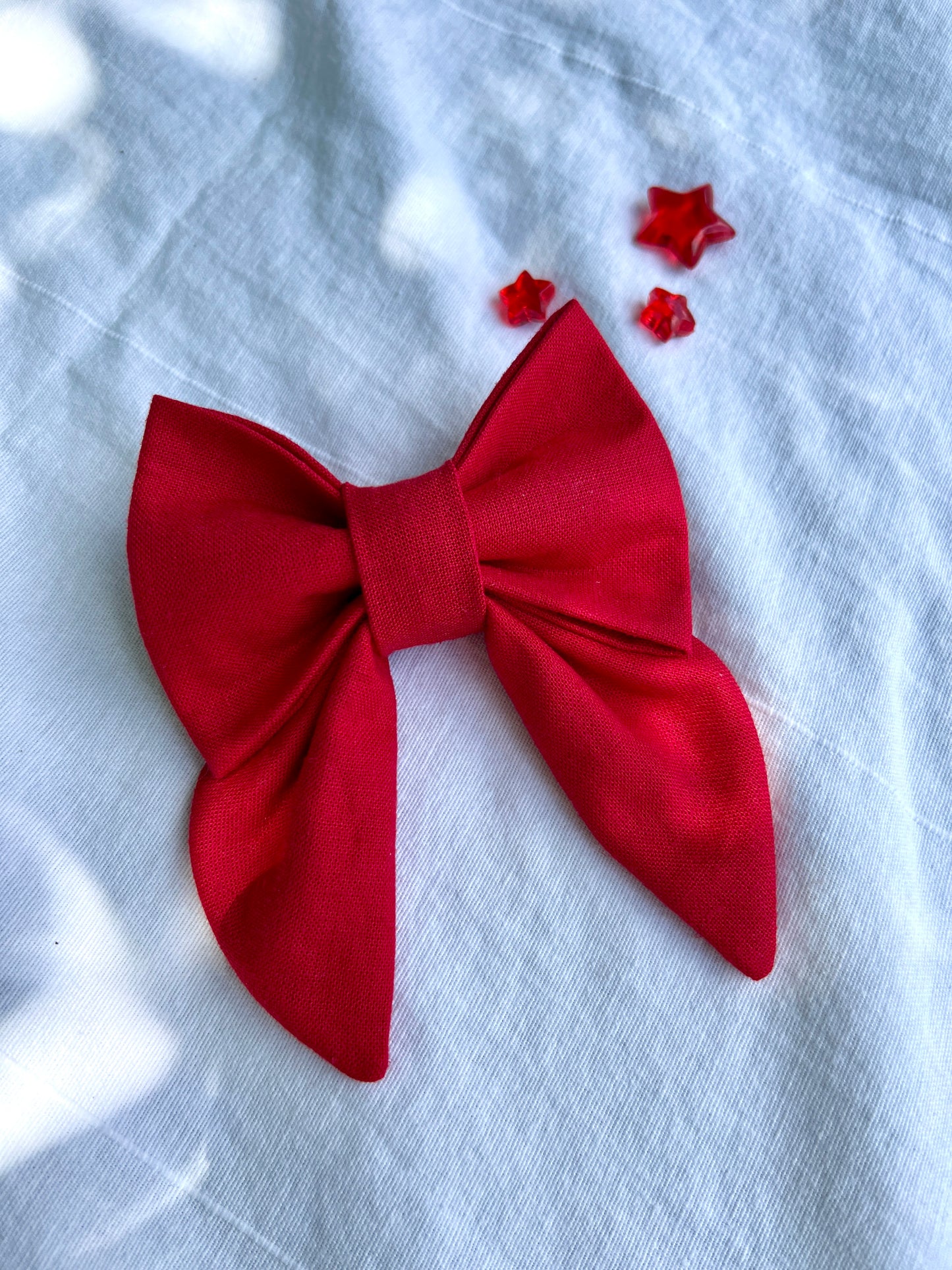 Red Linen Lady Bow