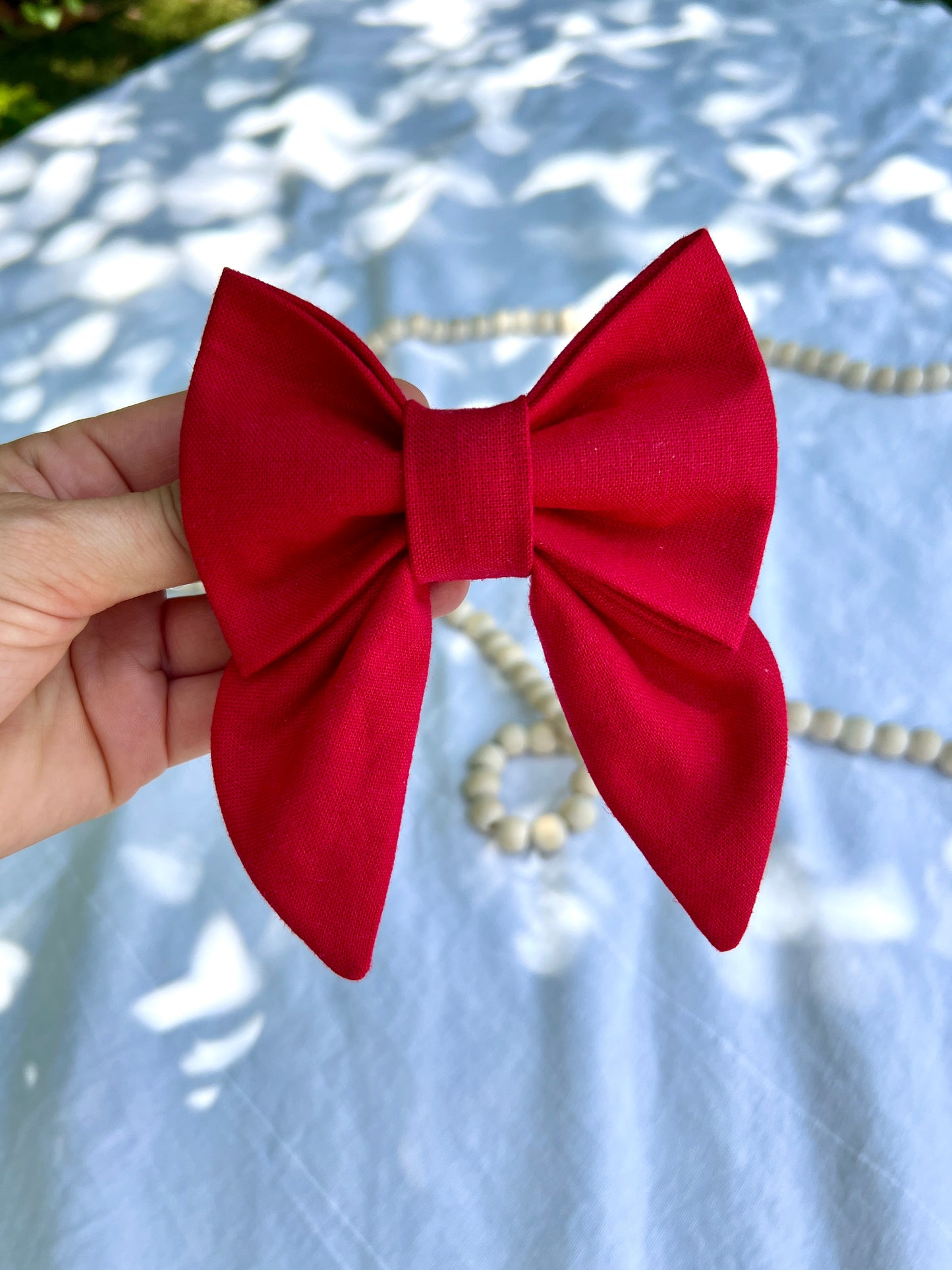 Red Linen Lady Bow