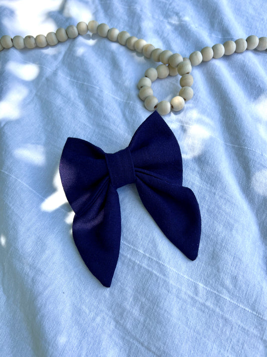 Navy Linen Lady Bow