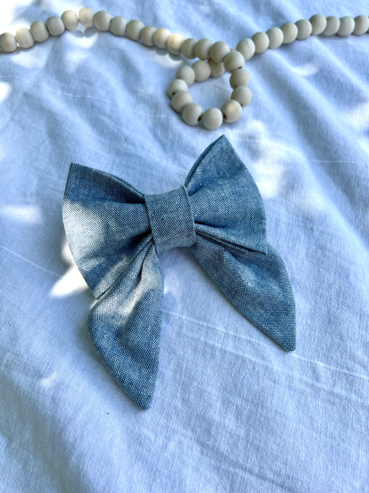 Chambray Denim Lady Bow