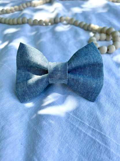 Chambray Denim Dog Bow Tie