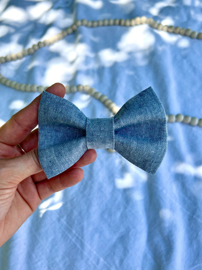 Chambray Denim Dog Bow Tie