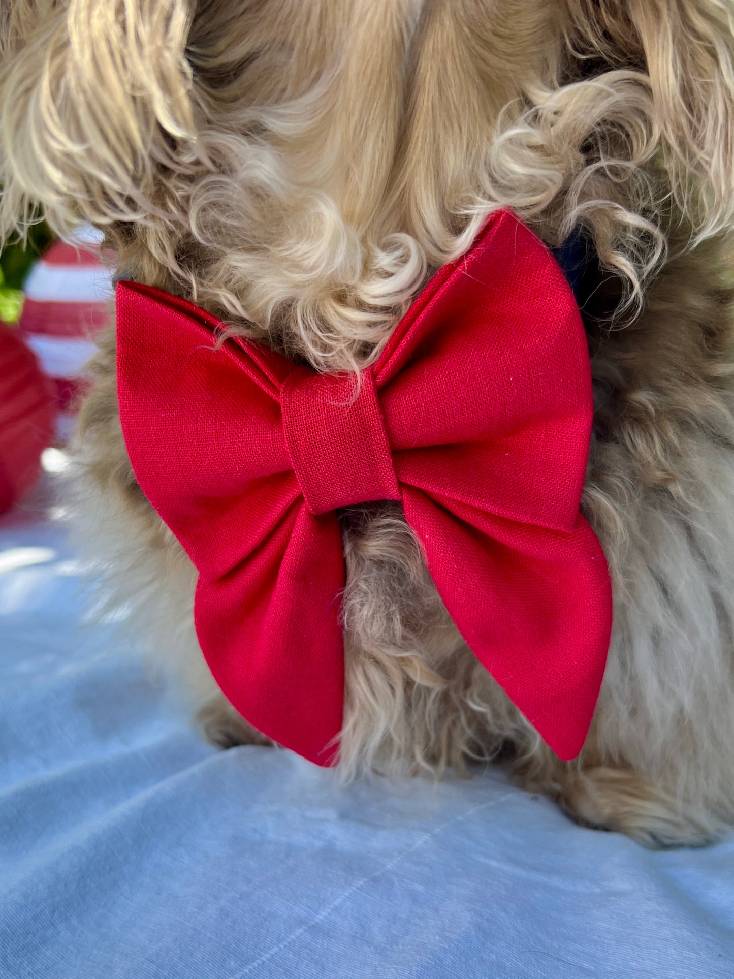 Red Linen Lady Bow