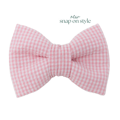 So Sweet Pink Seersucker Dog Bow Tie