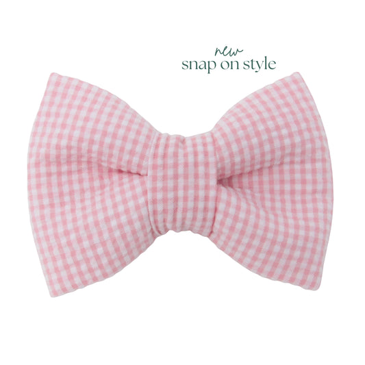 So Sweet Pink Seersucker Dog Bow Tie