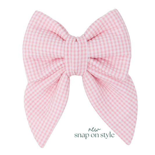 So Sweet Pink Seersucker Lady Bow
