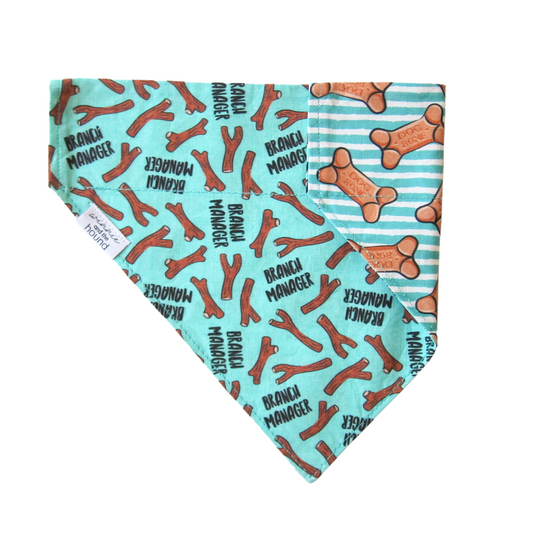 Teal Branch Manager Over the Collar Dog Bandana