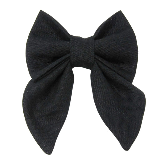 Black Linen Lady Bow