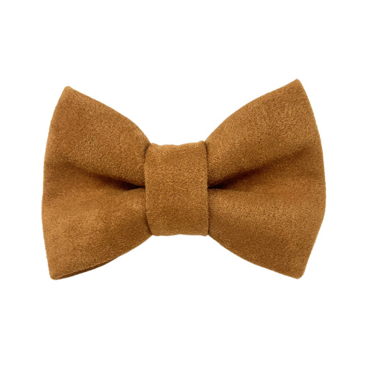 Camel Faux Suede Dog Bow Tie