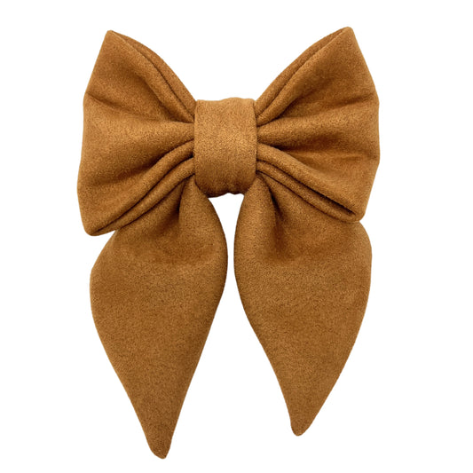 Camel Faux Suede Lady Bow