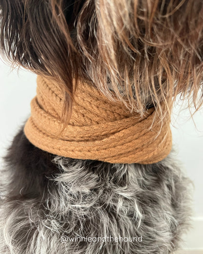 Camel Sweater Knit Infinity Dog Scarf