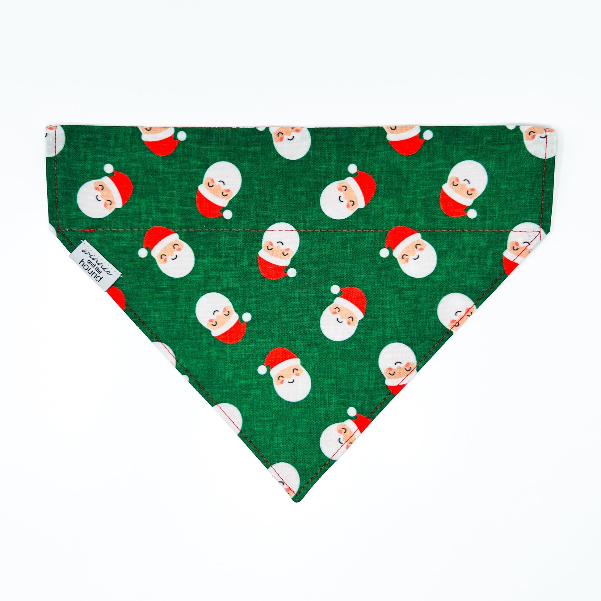Green bandana with Santa Claus pattern on a white background