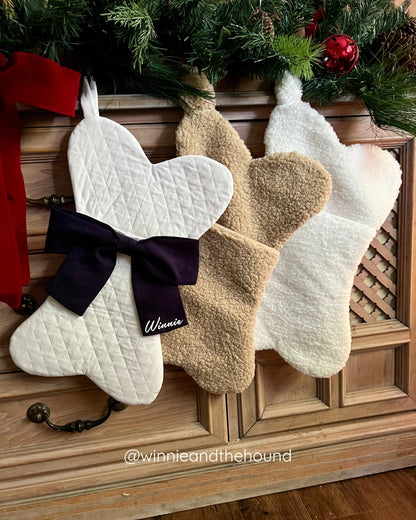 Sherpa Dog Bone Christmas Stocking - Light Brown