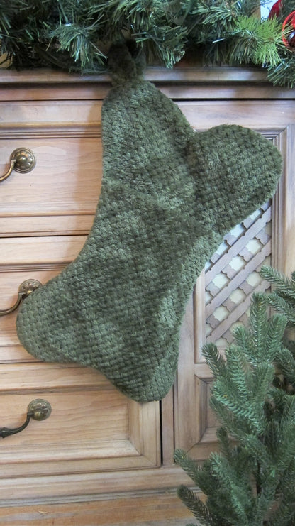 Evergreen Dog Bone Christmas Stocking