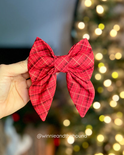 Gold Yuletide Plaid Lady Bow