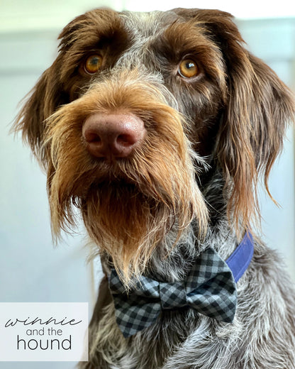 Gray and Black Check Dog Bow Tie