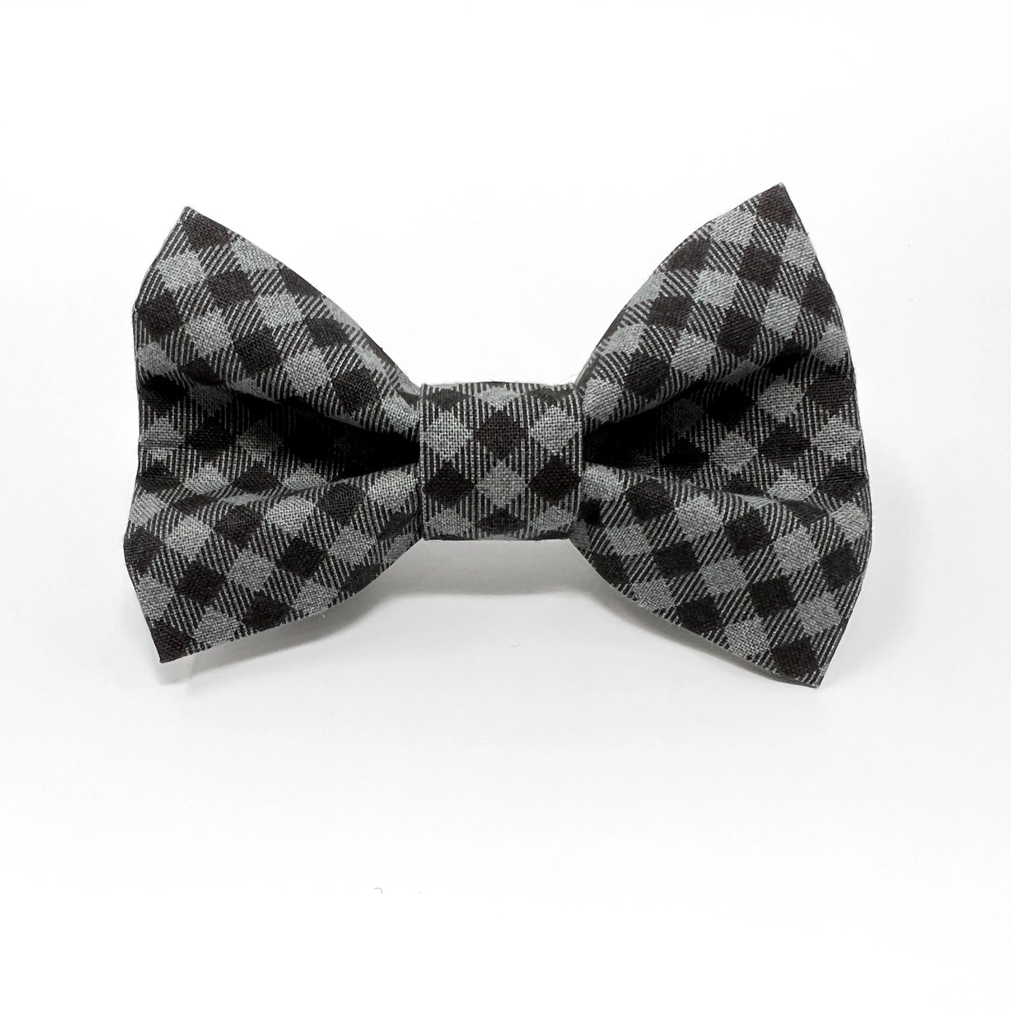 Gray and Black Check Dog Bow Tie