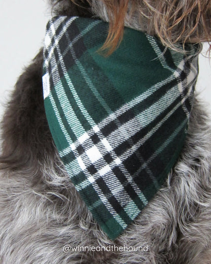 Green & Black Plaid Flannel Dog Bandana