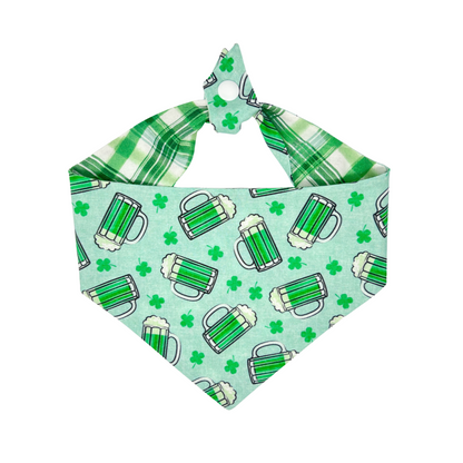 Green Beer Tie On Dog Bandana