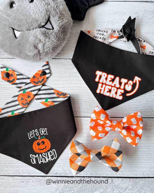 Halloween Check Dog Bow Tie