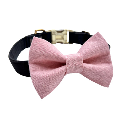 Light Pink Linen Dog Bow Tie