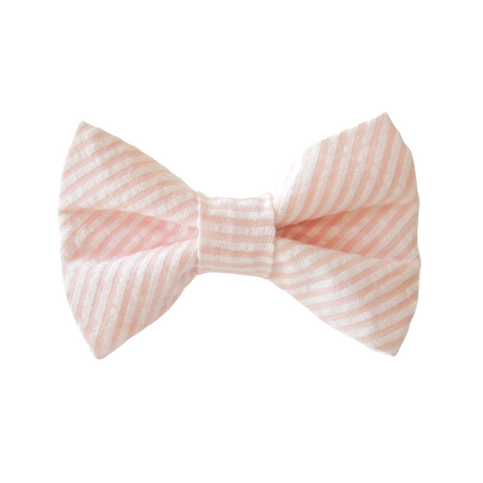 Pink Seersucker Dog Bow Tie