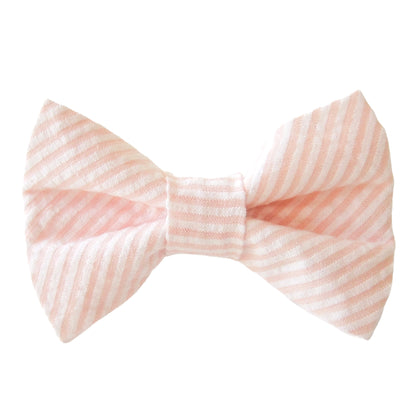 Pink Seersucker Dog Bow Tie