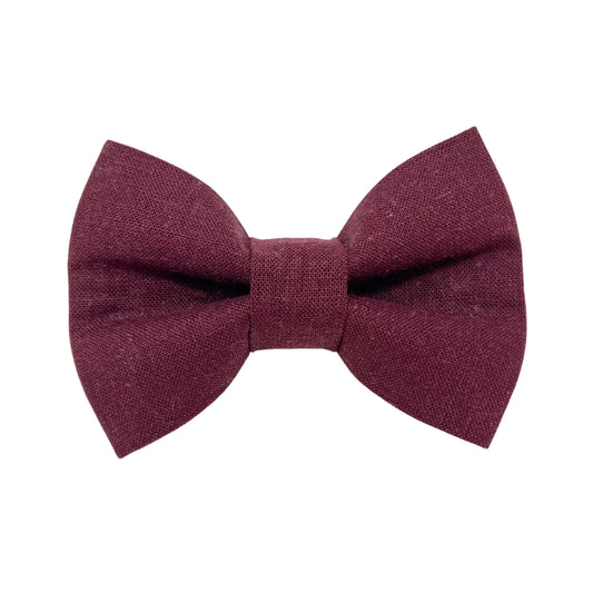 Merlot Linen Dog Bow Tie